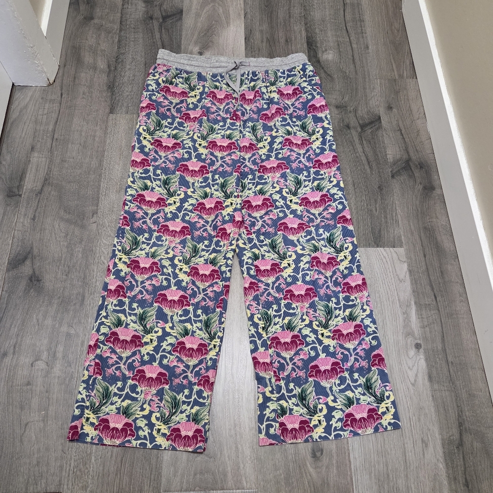 Anthropologie Eloise Floral Wide-Leg Lounge Pants Cotton Modal Boho Relaxed Fit - Picture 2 of 13